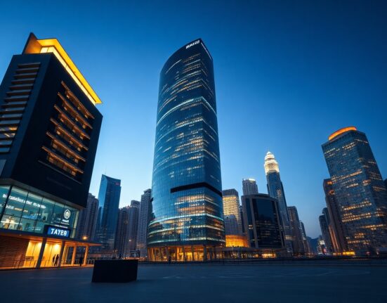 Hong Kong financial skyline at dusk representing Futu's new crypto trading loan service.