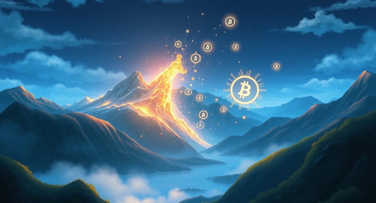 Conceptual Ghibli-style art representing the sudden $149 million cryptocurrency futures liquidation event and market volatility.