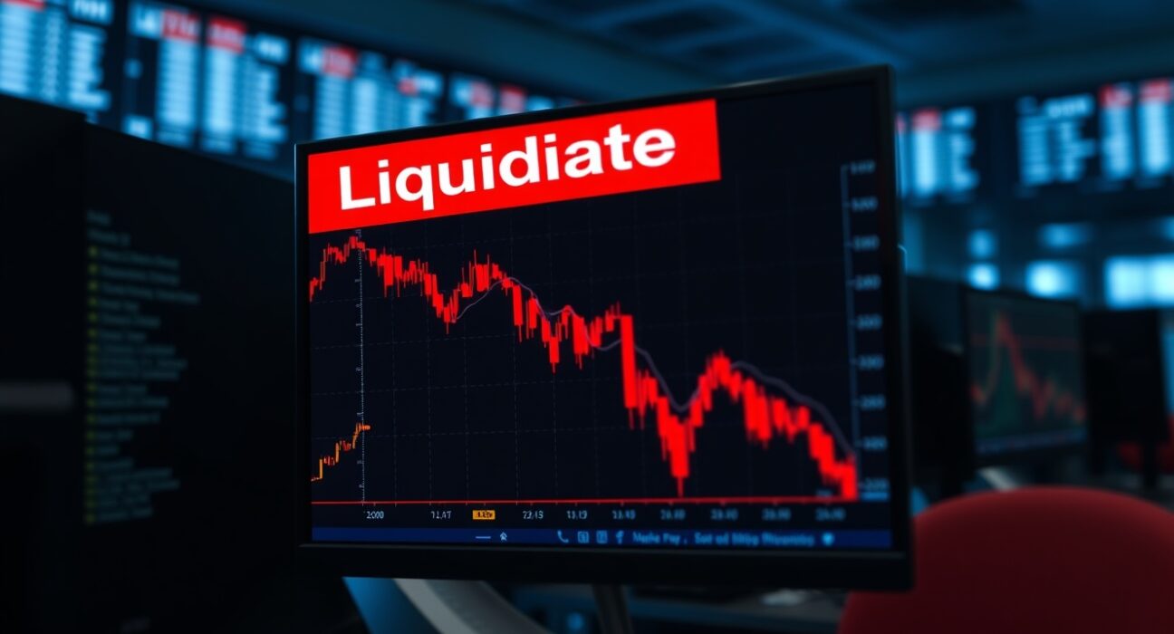Crypto trading screen showing a sudden liquidation event with $182 million in futures liquidated
