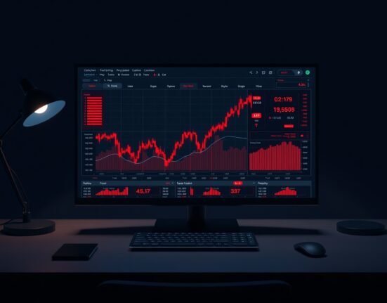 Futures liquidations chart showing massive crypto market sell-off with red indicators on a trading screen