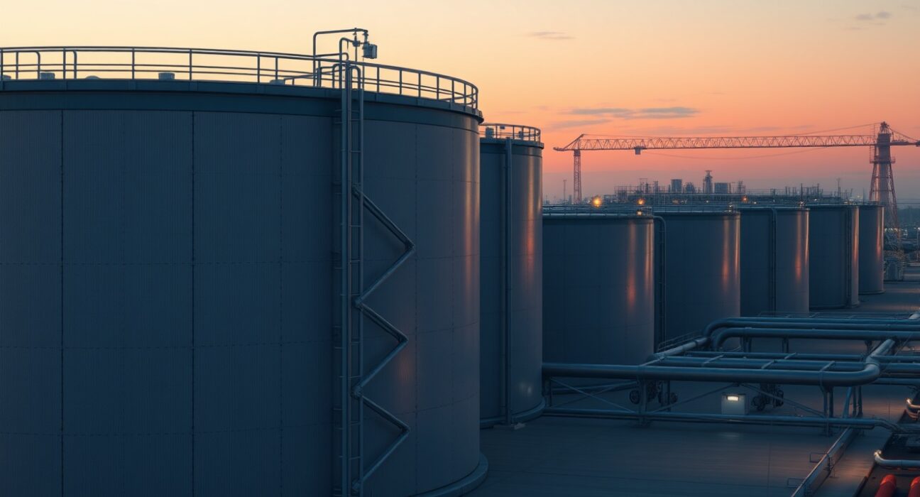 Strategic petroleum reserve storage facility representing G7 and IEA emergency oil stocks discussion