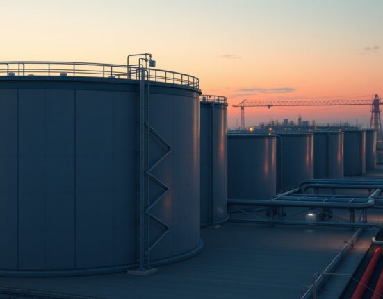 Strategic petroleum reserve storage facility representing G7 and IEA emergency oil stocks discussion