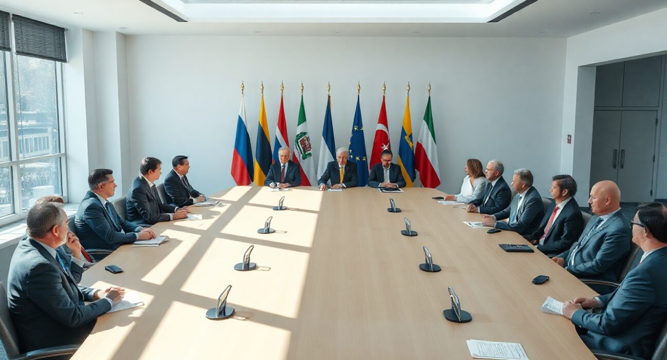 G7 world leaders seated at a conference table discussing AI policy and digital sovereignty.