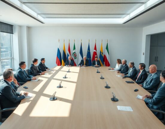 G7 world leaders seated at a conference table discussing AI policy and digital sovereignty.