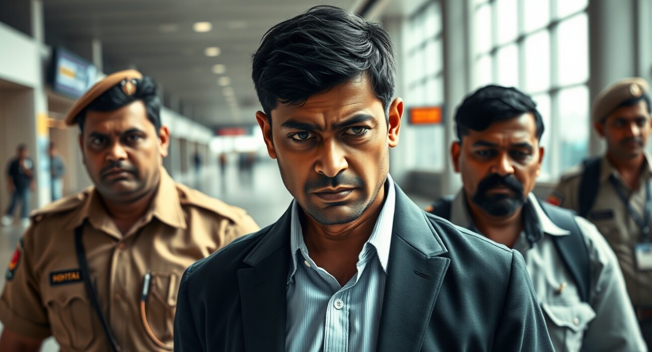 Arrest of suspect in GainBitcoin pyramid scheme investigation at Mumbai airport.