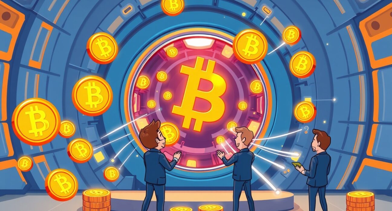 Galaxy Digital Bitcoin deposit illustration showing secure institutional cryptocurrency transfer