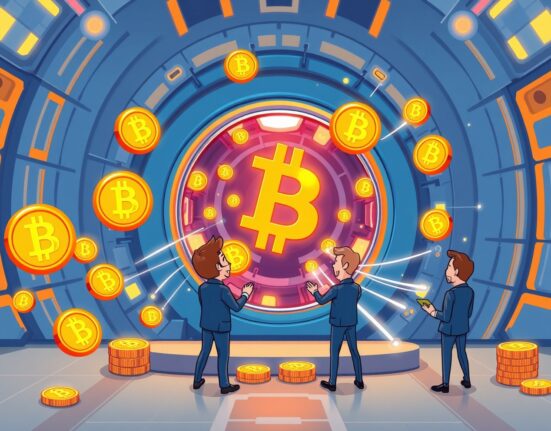 Galaxy Digital Bitcoin deposit illustration showing secure institutional cryptocurrency transfer