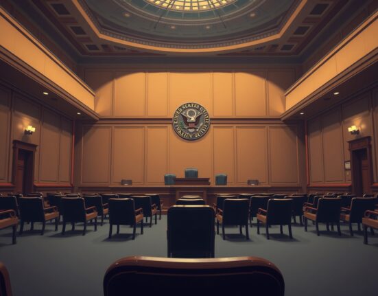 Empty Senate Banking Committee hearing room prepared for CLARITY Act markup