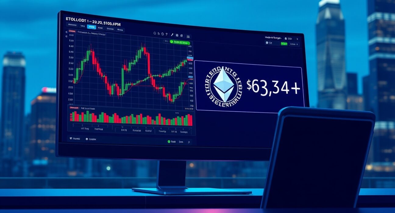Galaxy Digital OTC desk deposits $34.7M in ETH to exchanges OKX and Bybit, a large financial transaction shown on a trading monitor.