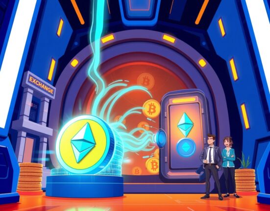 Galaxy Digital ETH withdrawal depicted as secure digital asset transfer to institutional custody