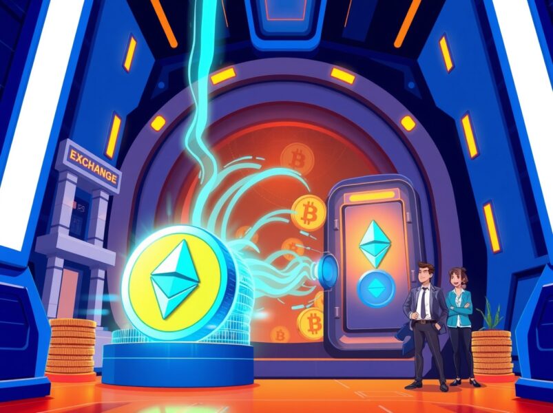 Galaxy Digital ETH withdrawal depicted as secure digital asset transfer to institutional custody