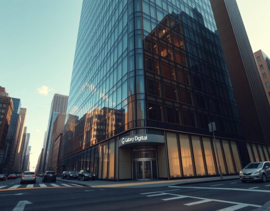 Galaxy Digital corporate headquarters in New York City, representing the company's Q1 net loss and restructuring efforts.