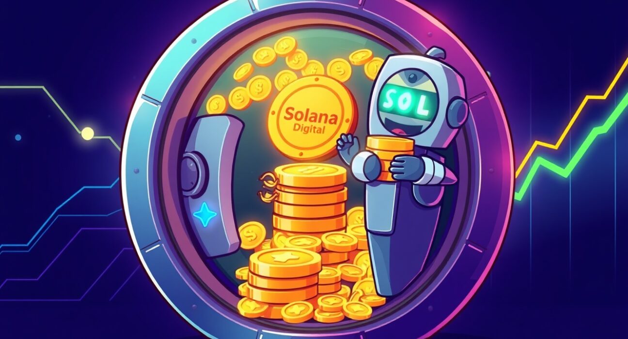 Cartoon showing Galaxy Digital's massive $486M investment in SOL, highlighting institutional confidence in Solana.