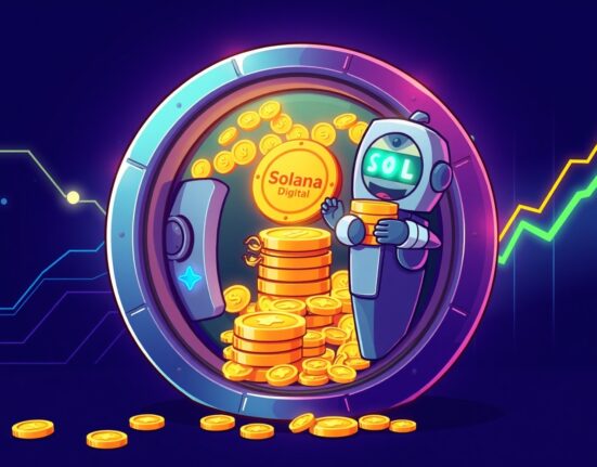 Cartoon showing Galaxy Digital's massive $486M investment in SOL, highlighting institutional confidence in Solana.