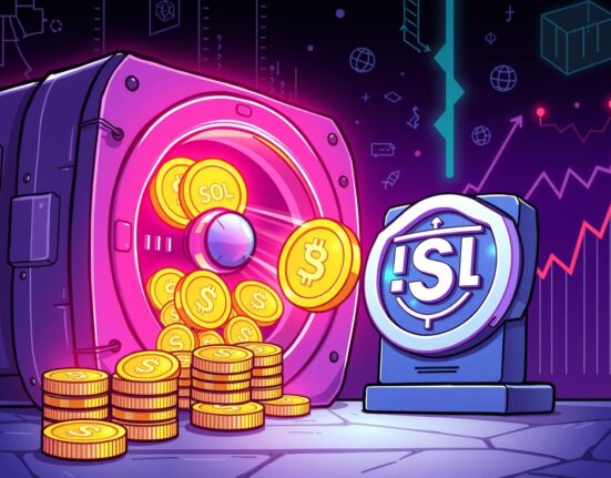 A cartoon illustration showing a large-scale Galaxy Digital SOL withdrawal, representing institutional crypto movements and market impact.