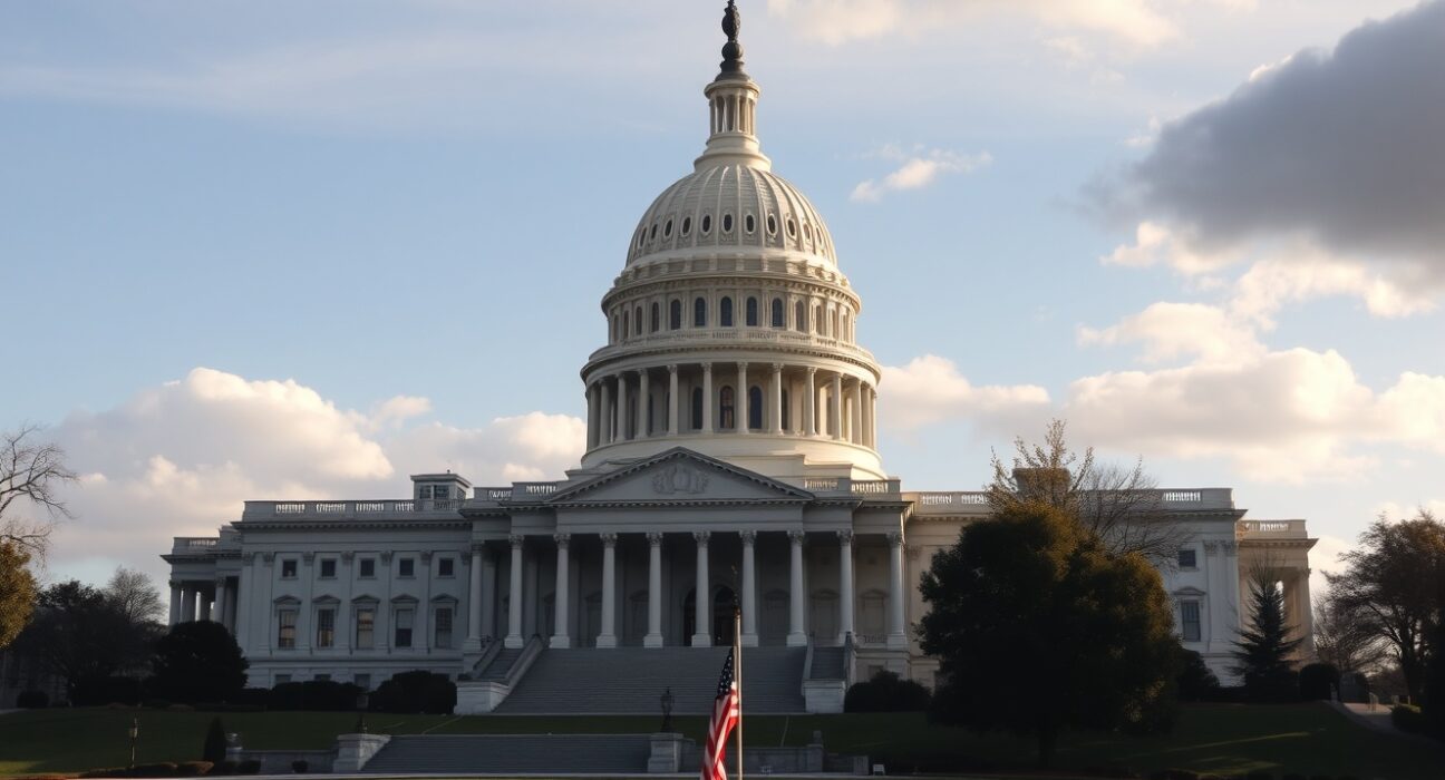 U.S. Capitol building under clear sky, representing ongoing Senate crypto regulation negotiations.