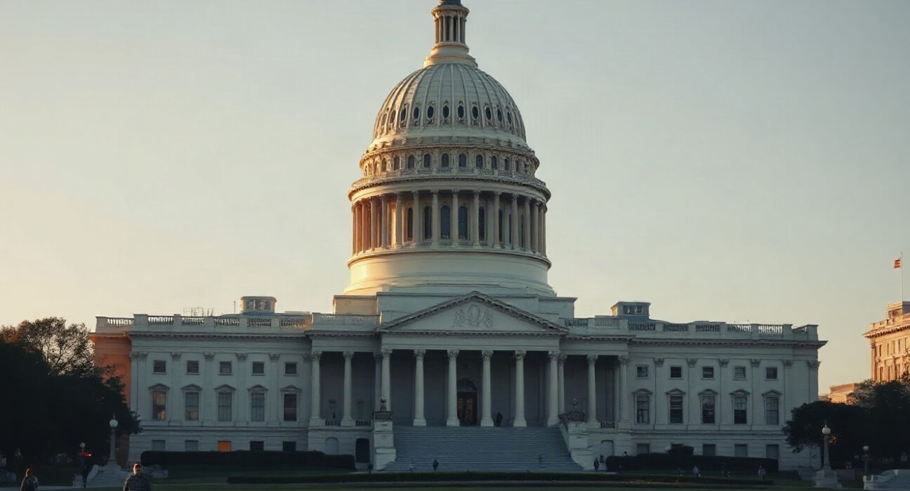 U.S. Capitol building at sunset, representing the legislative process for the CLARITY Act.