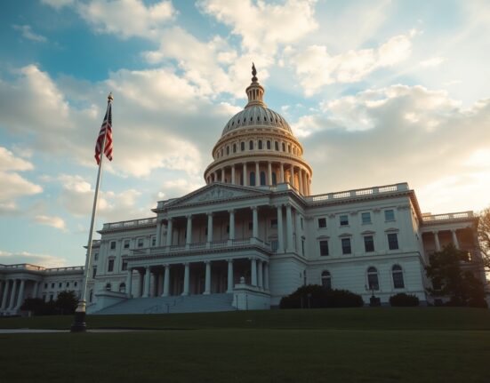 US Capitol building during late afternoon, symbolizing legislative action on crypto and gambling regulation.