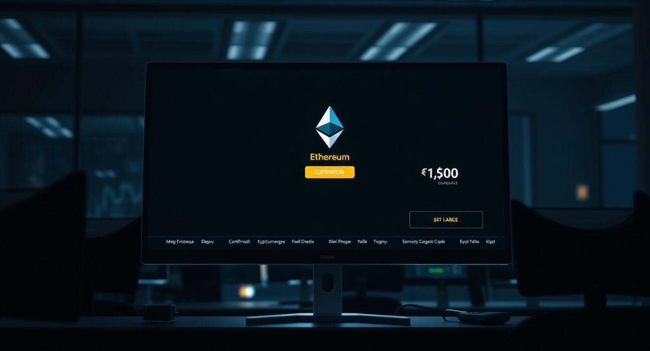 Gamma Fund deposits Ethereum to Binance exchange interface on monitor