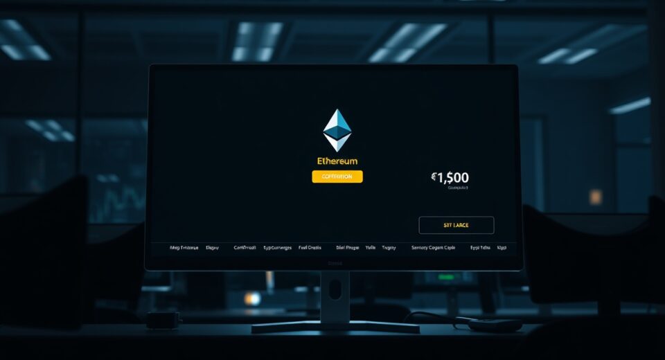 Gamma Fund deposits Ethereum to Binance exchange interface on monitor