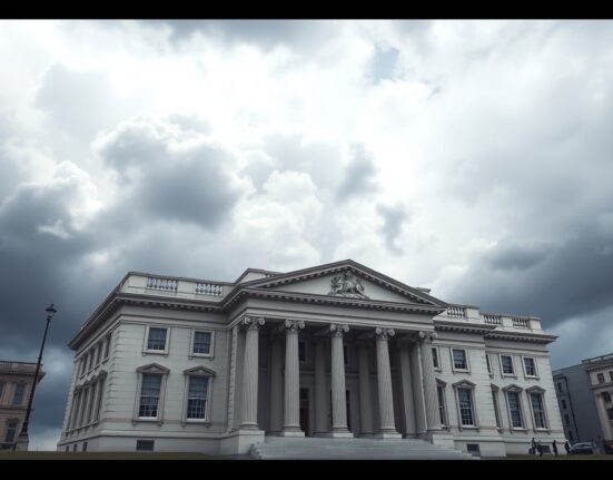 Bank of England building in London under cloudy sky, representing GBP outlook amid energy shock and rate hold decision