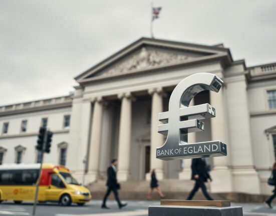 British pound symbol against Bank of England building representing GBP inflation and BoE tightening path