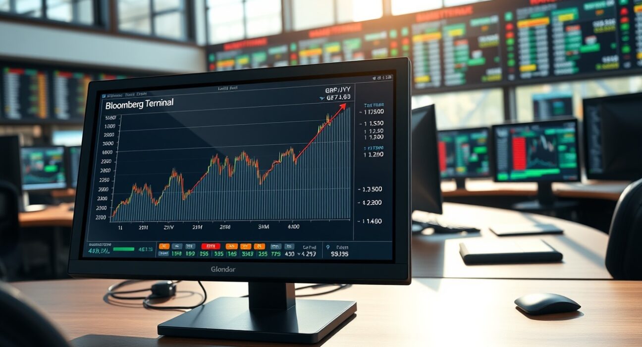 GBP/JPY currency pair chart showing upward movement on professional trading terminal