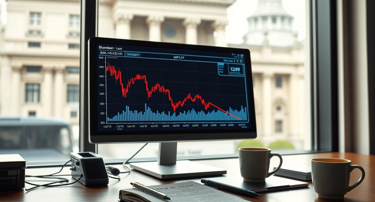 GBP/JPY currency pair declining on trading terminal with Bank of England backdrop