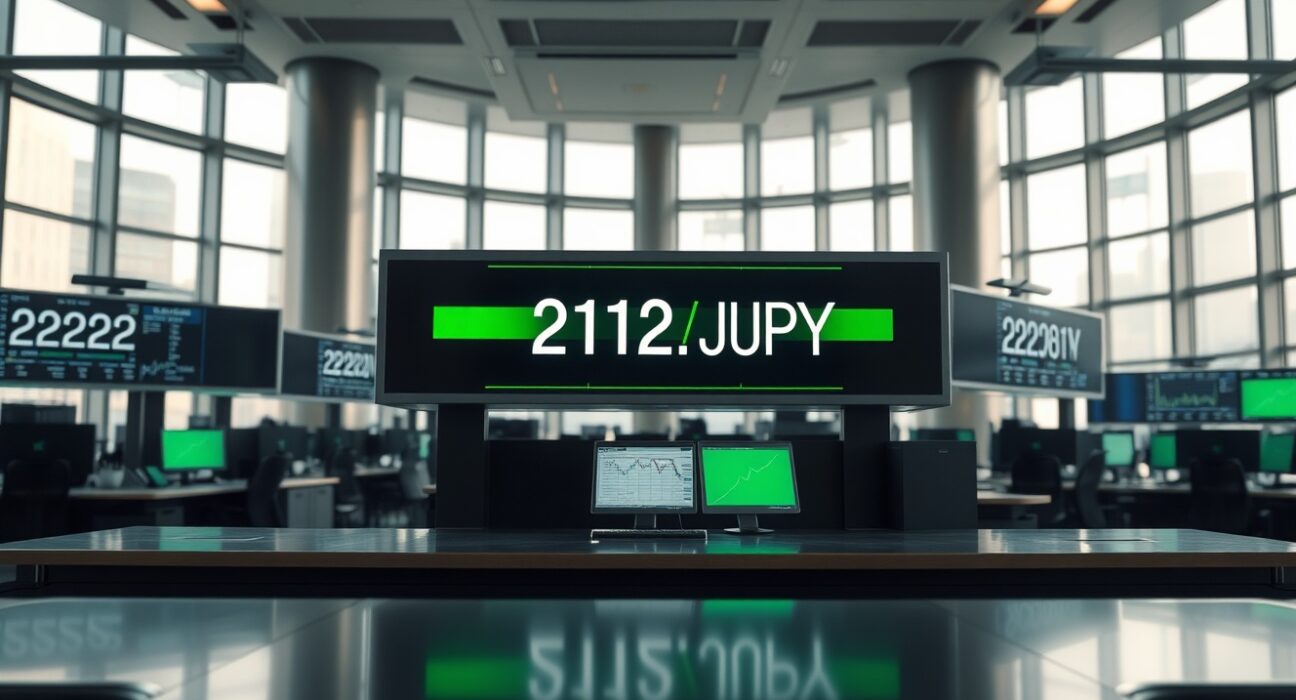GBP/JPY exchange rate display at 212.50 on a trading floor board