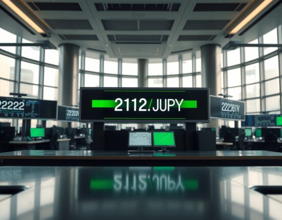 GBP/JPY exchange rate display at 212.50 on a trading floor board