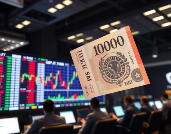 GBP/JPY currency chart with Japanese yen banknote, illustrating another suspected Japan intervention driving yen volatility.