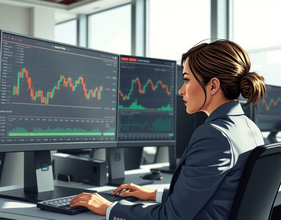 Trader analyzing GBP/JPY currency pair movements on a terminal amid market volatility.