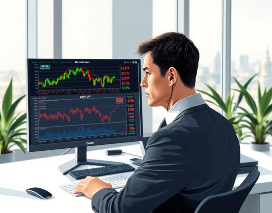 Financial analyst monitoring GBP/JPY and oil price charts showing yen weakness correlation