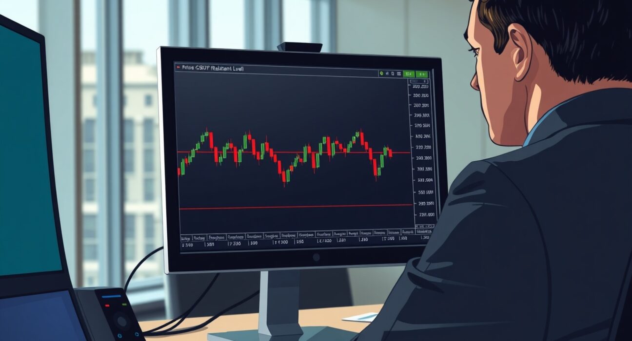 GBP/JPY price analysis showing a trader monitoring the pound's struggle at key resistance on a forex chart.