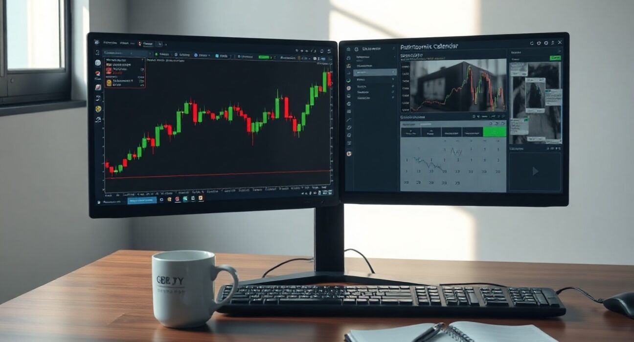 Forex trading desk showing GBP/JPY chart with bullish higher-high structure