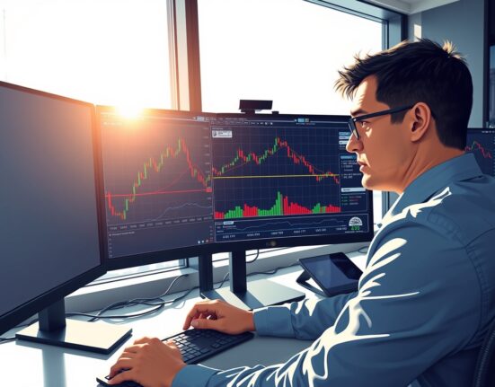 Professional trader analyzing GBP/JPY currency pair charts for price forecast and market direction