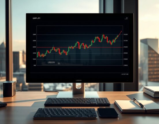 GBP/JPY forecast analysis showing currency pair stalling below key 211.50 resistance level on trading desk monitor.