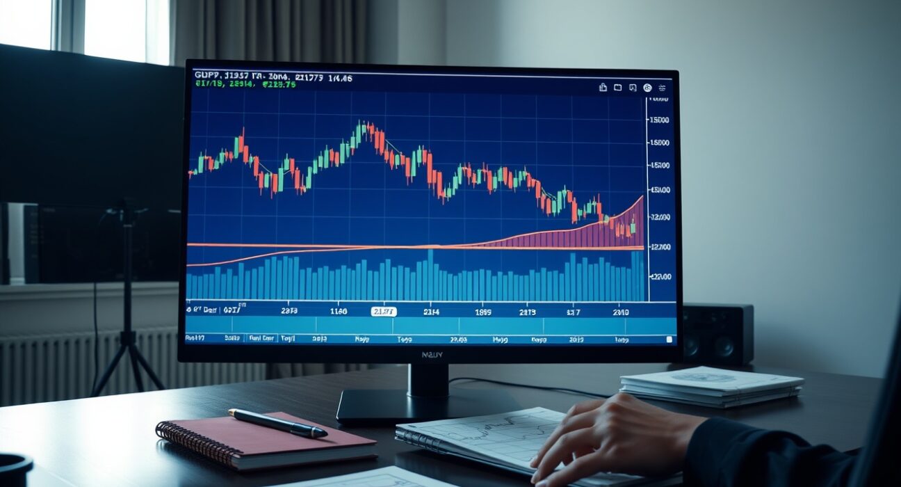 GBP/JPY forex analysis chart showing price stalling at the 212.73 resistance level on a professional trading desk.