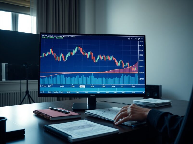 GBP/JPY forex analysis chart showing price stalling at the 212.73 resistance level on a professional trading desk.