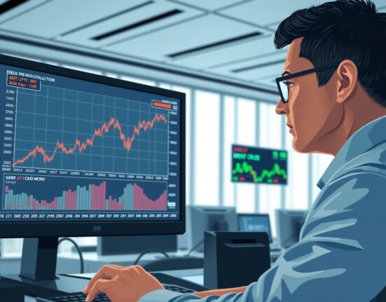 Trader analyzes GBP/JPY rally and rising oil prices on financial market monitors.