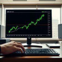 GBP/JPY currency chart showing recovery trend on professional trading desk monitor