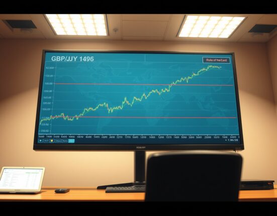 GBP/JPY forex chart showing upward trend amid Middle East energy supply concerns.