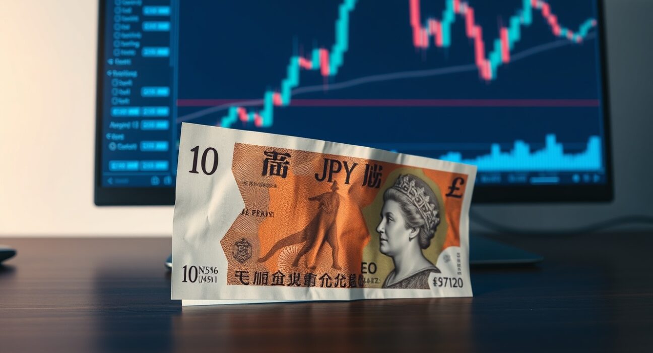 GBP/JPY slides on trading chart after BoJ's hawkish pause, highlighting yen rally and limited downside risk.