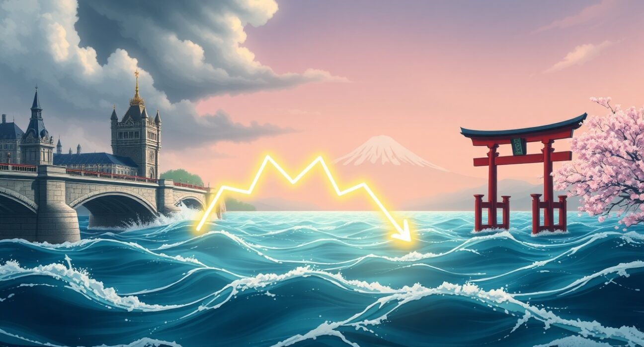 GBP/JPY currency pair volatility driven by UK political uncertainty and central bank policy divergence.