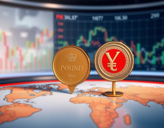 GBP/JPY currency pair chart showing Pound Sterling decline against Japanese Yen due to UK political risk