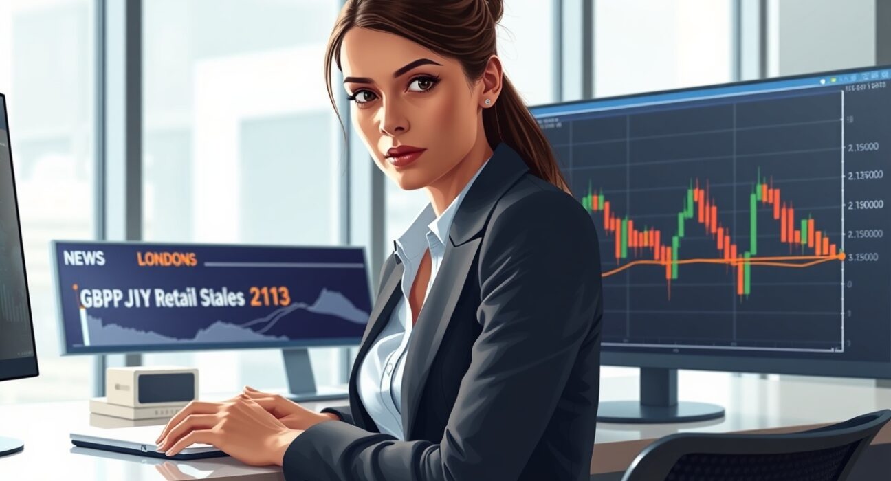 Forex trader analyzing GBP/JPY chart holding above 213.00 after UK Retail Sales data.
