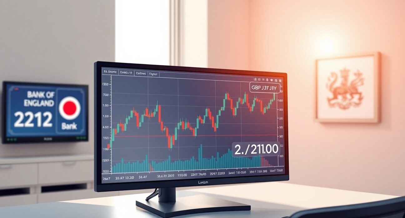 GBP/JPY currency pair chart analysis ahead of Bank of Japan and Bank of England policy decisions.