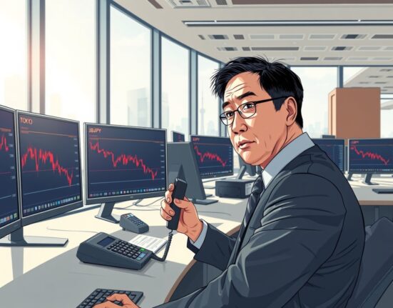 Financial trader monitoring GBP/JPY currency decline amid Bank of Japan intervention warnings