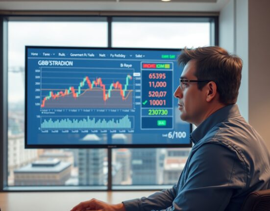 Financial analyst reviewing GBP and UK bond yield data for market insight.
