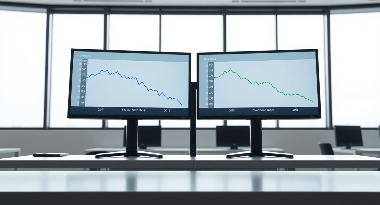 Comparative analysis of GBP and eurozone interest rate forecasts showing divergent paths.